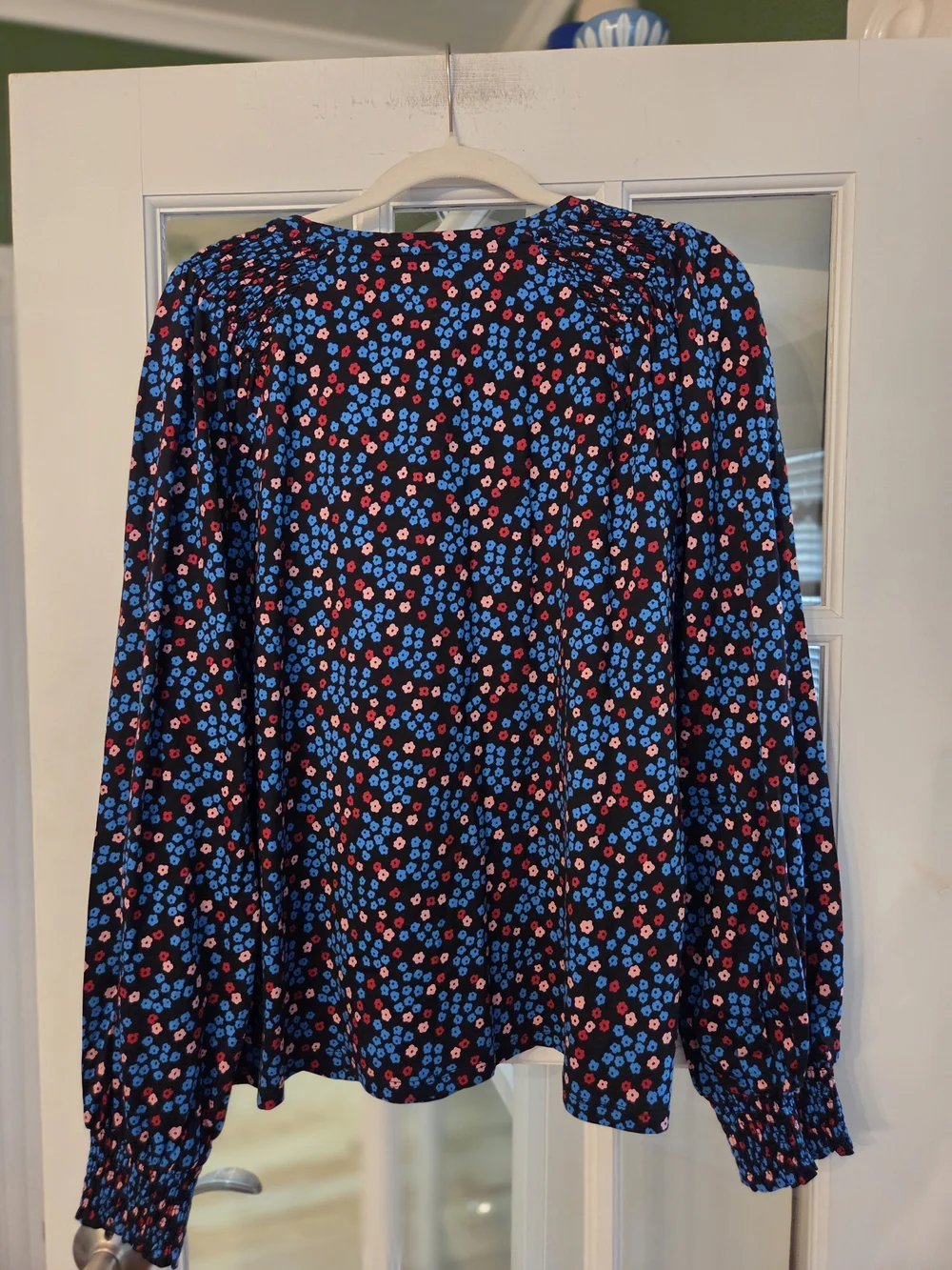 Boden Navy Blue Floral Long-Sleeve Blouse - Size 16/ 18